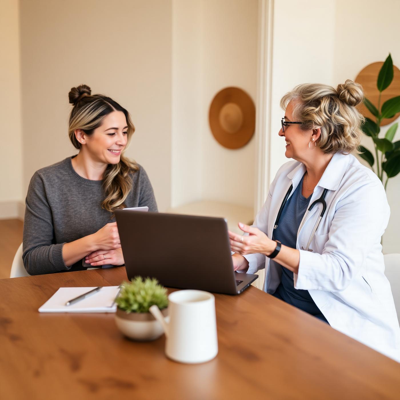 Patient consulting with a holistic practitioner