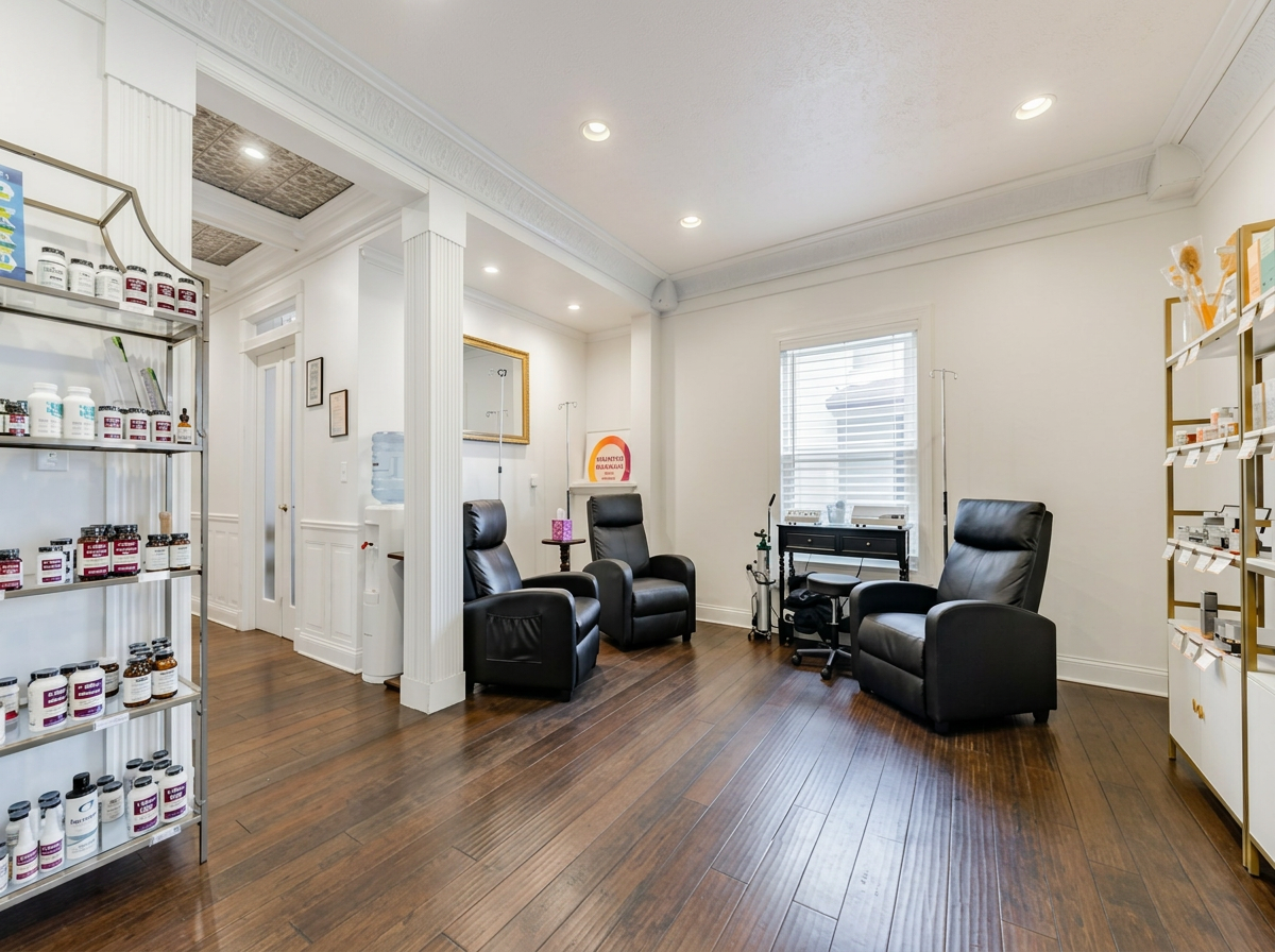 Warm, inviting holistic wellness treatment environment