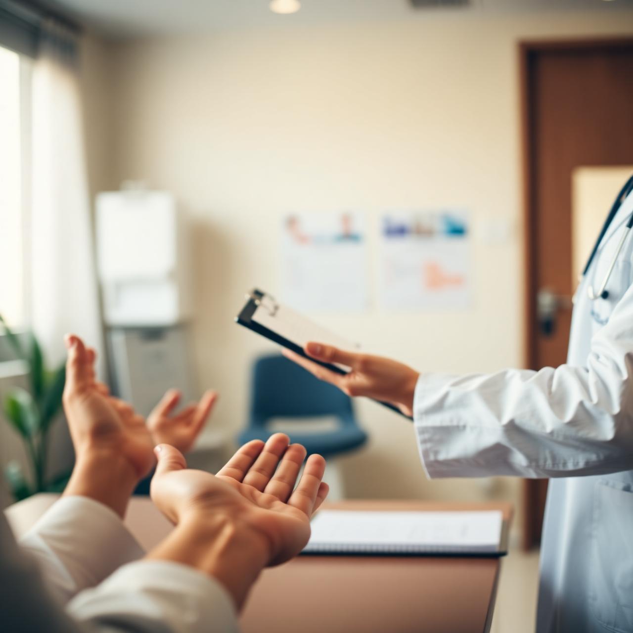 Physician welcoming a patient with open hands